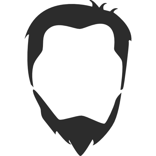 A male head icon with hair and beard